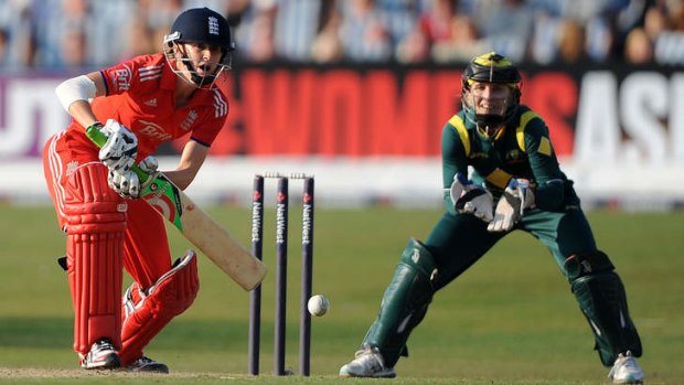 Chasing runs: Lydia Greenway steered England to victory.