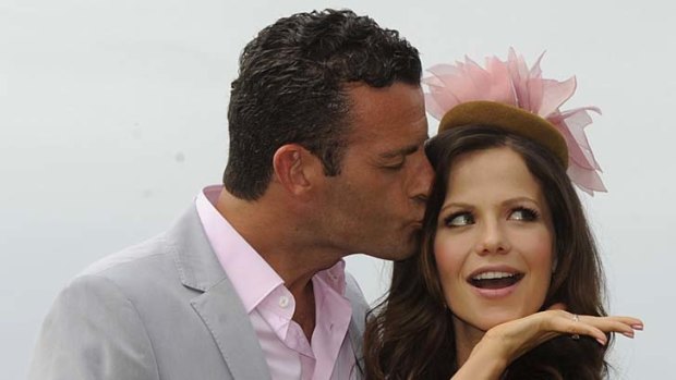 Now expecting: Actor Tammin Sursok and husband Sean McEwen at Golden Slipper Day at Rosehills Gardens.
