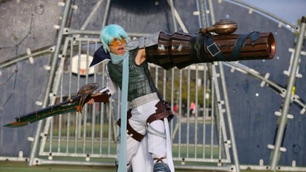 William Wong with his winning costumes as Ovan from the video game dotHack GU