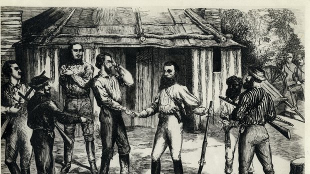 <i>The Surrender of the Clarkes</i> from the <i> Illustrated Sydney News</i>, 1867.