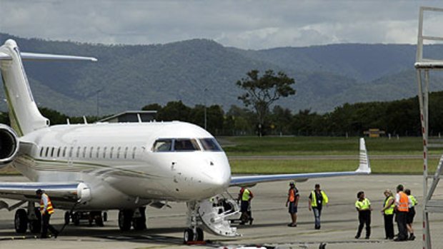 Oprah Winfrey's plane touches down in Cairns.