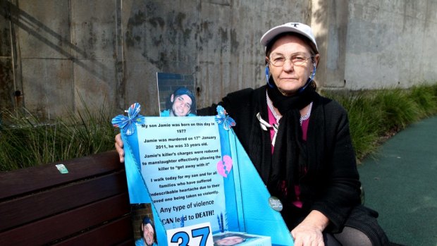 "I just cry. Not much else you can do": Leonie Collins with a birthday cake for her son, who was  murdered in 2011.
