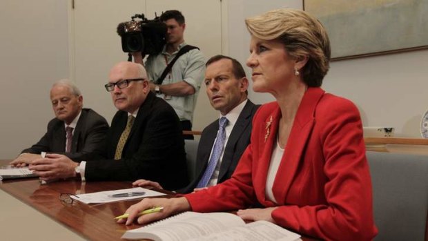 Philip Ruddock, George Brandis, Tony Abbott and Julie Bishop on Wendesday.