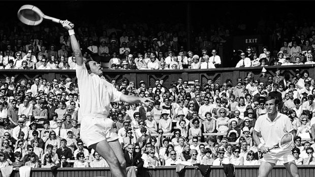 Ken Fletcher (left) and John Newcombe compete in the 1966 Wimbledon final.
