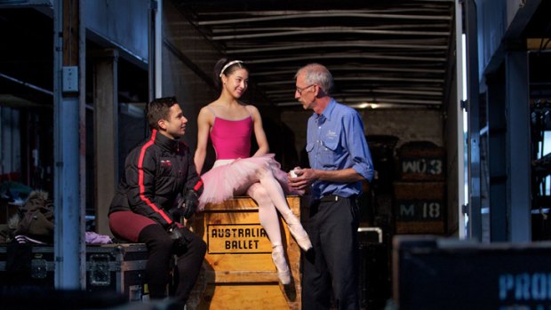 Dancers Yosvani Ramos and Reiko Hombo with truck driver Andrew Wood get ready to hit the road.