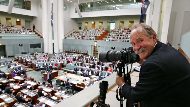 Howard Moffat photographs his last Question Time at Parliament House  on June 26. 