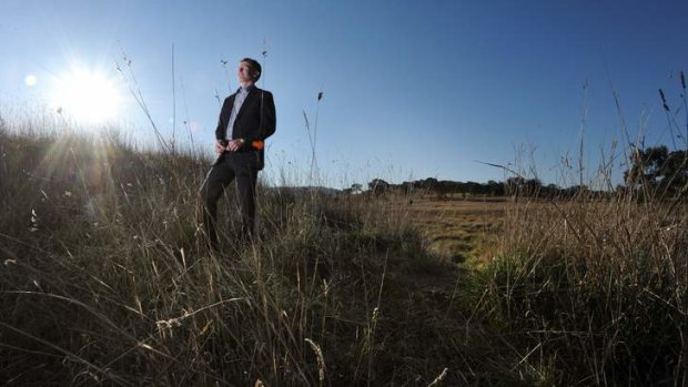 Chris Reynolds from the LDA on the site of the new suburb of Moncrieff north of Ngunnawal.