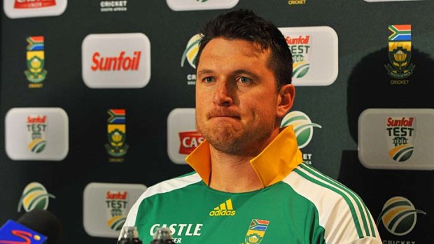South African captain Graeme Smith speaks to the media in Cape Town yesterday.
