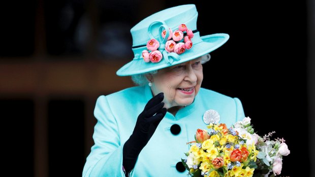Queen Elizabeth leaves a church service in Windsor Castle.
