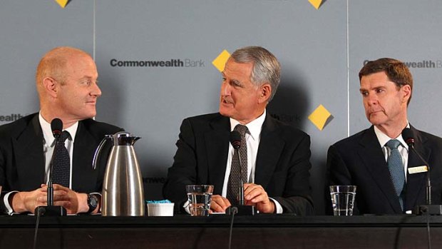 CBA chief Ian Narev (left), chairman David Turner and CFO David Craig.