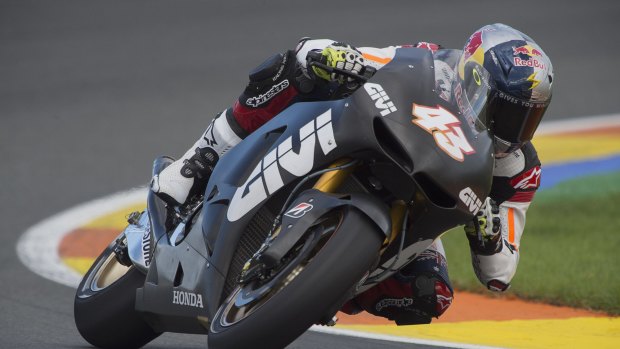 Young gun Jack Miller rounds the bend during the MotoGP Tests in Valencia.