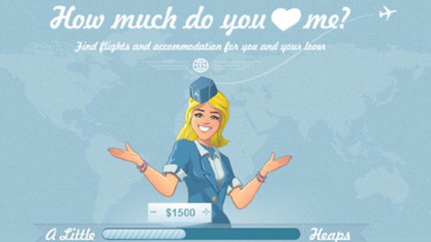 This Valentine's Day campaign by travel search engine Adioso attracted healthy traffic. Screenshot: howmuchdoyouheartme.com