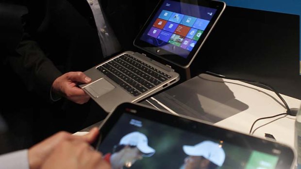 A Hewlett-Packard tablet that runs on Intel's latest "Atom" processor and Windows 8.