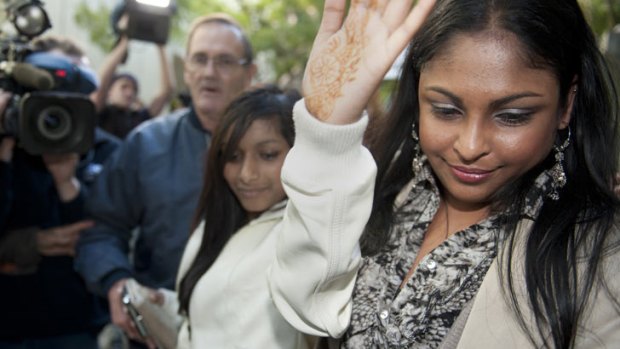 Shiv Sica, the wife of convicted murderer Max Sica, outside court during her husband's triple murder trial.