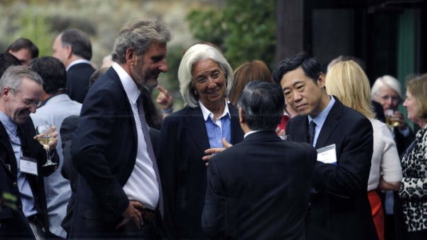 Christine Lagarde speaks to conference guests.