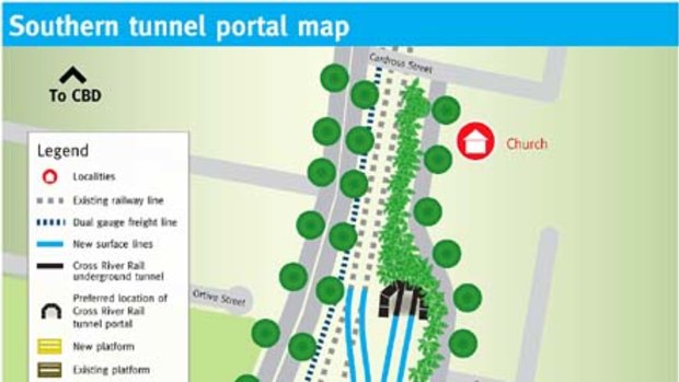 A map of the Southern tunnel portal.