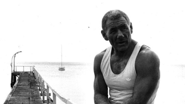 Tommy Hafey pictured on pier at the beach years ago.