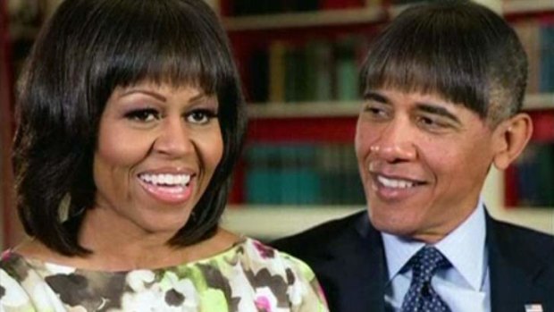 Barack Obama released mock pictures of himself with the same hairdo of his wife Michelle. The picture was shown at the annual White House Correspondents' Association dinner.