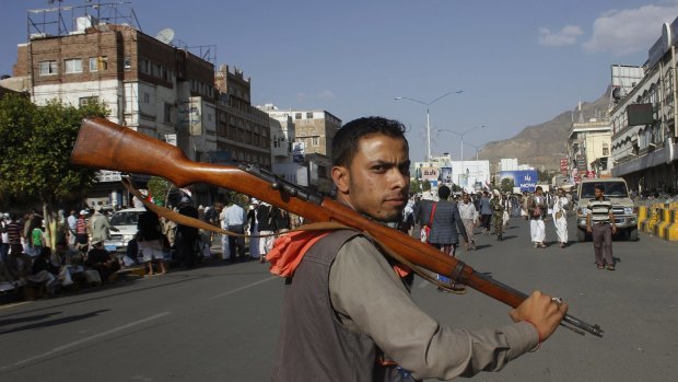 A Houthi Shiite rebel in Sanaa on Wednesday. 