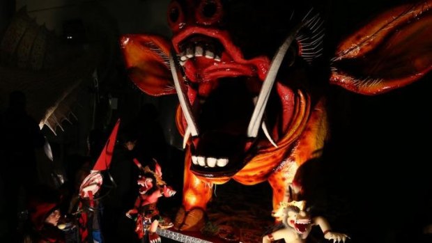 Ogoh-Ogoh: Huge demon-like sculptures were set alight to mark the second weekend of the Dark Mofo festival.