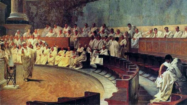 <i>Cicero Denounces Catiline</i>, a 19th-century fresco by Cesare Maccari.