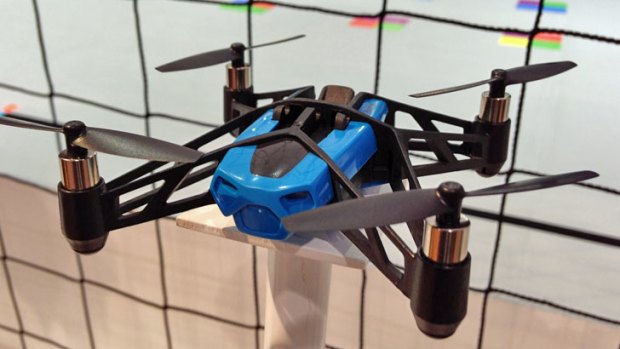 Parrot's MiniDrone quadrocopter on show at CES 2014 in Las Vegas.