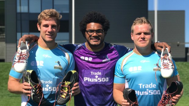 Kyle Godwin, Henry Speight and Nic Mayhew from the Brumbies support the Rainbow Round of Sport and will be wearing their #rainbowlaces. 