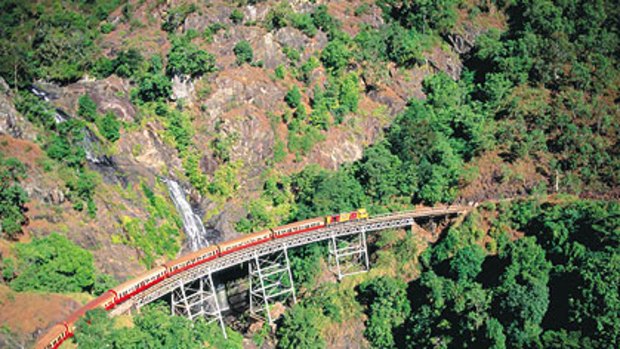Derailed ... the Kuranda train in far north Queensland which came off the track with 224 passengers on board.