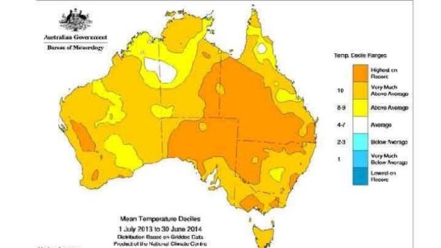 A record 12 months to the end of June for mean temperatures.
