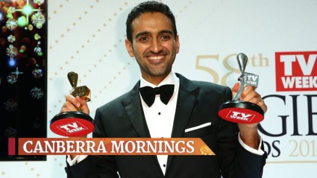 Waleed Aly with the Gold Logie and Silver Logie for best presenter.