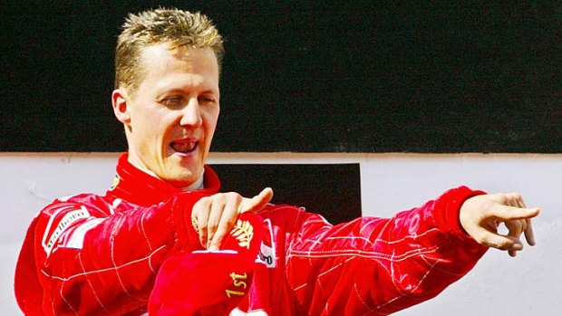 A filephoto of Michael Schumacher, taken in 2003, shows him after winning the Austrian Formula One Grand Prix.