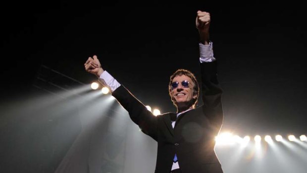 The quiet one ... Robin Gibb performs at the Brisbane Entertainment Centre.