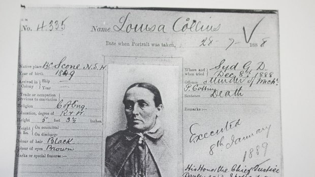 Death sentence: Louisa Collins' prison card.