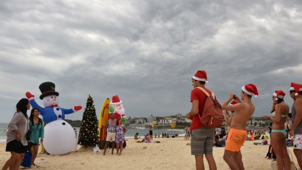 The storm rolls in over Bondi on Christmas Day.