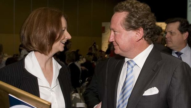 Prime Minister Julia Gillard and Fortescue Metals' Andrew Forrest.