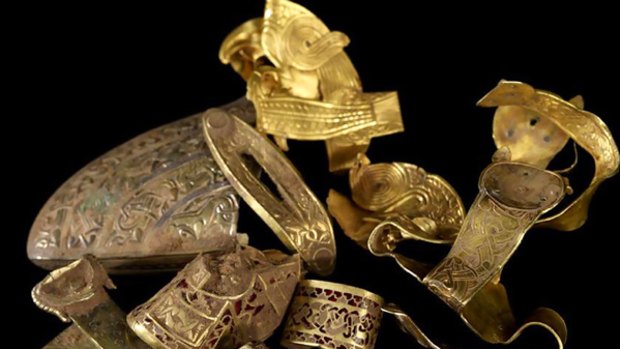 Some of the items unearthed in the Anglo-Saxon golden hoard found by 55-year old Terry Herbert, from Burntwood, England.