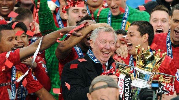Fergie's time: Manchester United marked Alex Ferguson's retirement with a party to celebrate the 13th Premiership title of his reign  after the home win over Swansea on Sunday. Now, though, it's time to reflect on his time in charge.