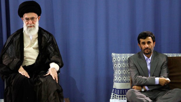 The rift between Iran's spiritual leader Ayatollah Khamenei (left) and President Mahmoud Ahmadinejad grows ever greater.