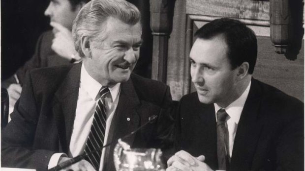 Bob Hawke and Paul Keating at the 1985 tax summit.