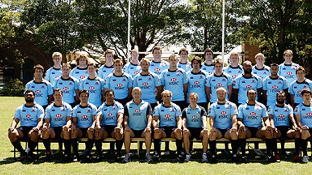 The Waratahs line up for the 2010 squad photo.