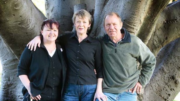 Happy with sentence ... from left, Janet Campbell's niece Kerrie Godfrey, her sister Mary Marshall and her brother-in-law Robert Marshall yesterday.