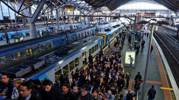 Clogged systems on the rails, too: train commuters facing congestion at Southern Cross Station earlier this month.