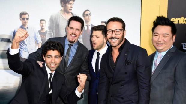 The <i>Entourage</i> crew: Adrian Grenier, Kevin Dillon, Jerry Ferrara, Jeremy Piven and Rex Lee at the movie's LA premiere.