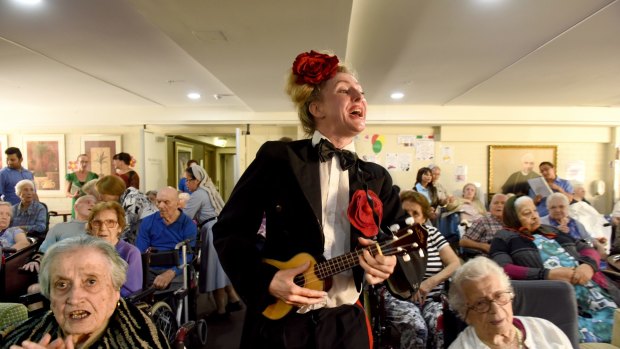 On song: Rose Grayson uses music to engage with seniors at a nursing home in Bexley.