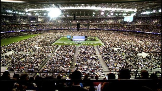Packed: Etihad Stadium hosts the International Convention of Jehovah's Witnesses.