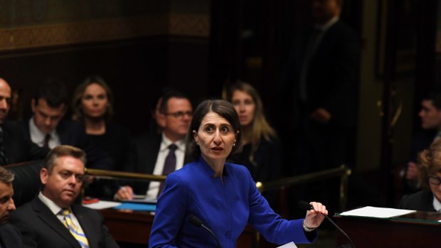 NSW Treasurer Gladys Berejiklian delivering her Budget speech at State Parliament