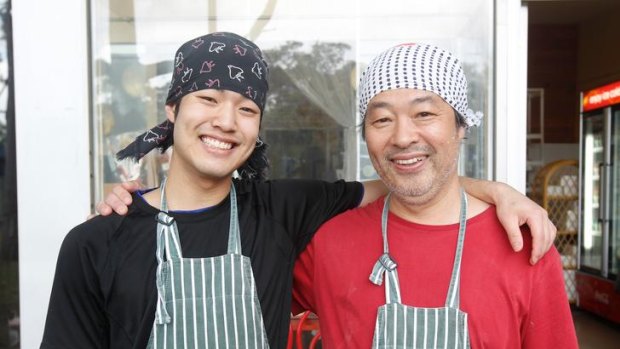 Family affair ... son and father, Akira and Yutaka Miyamoto.