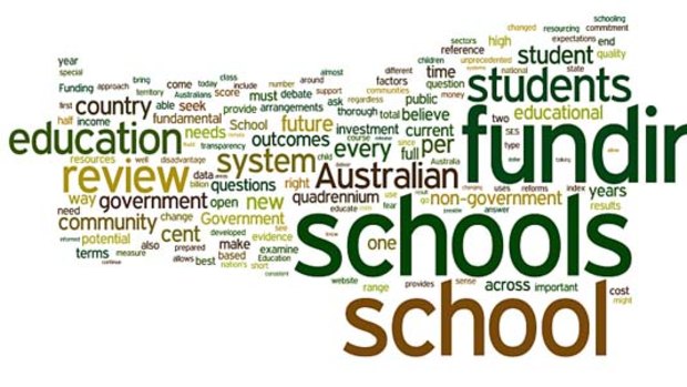 Schools in...what Julia Gillard's speech looked like. Image created by Wordle.net