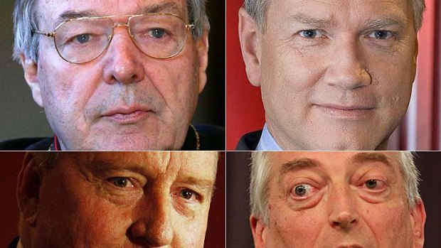 Conservative white men ... (from top left) Cardinal George Pell, Andrew Bolt, Alan Jones and Christopher Monckton.