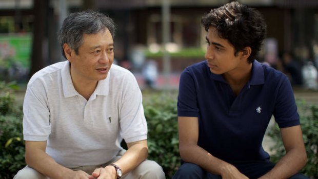 Suraj Sharma and Ang Lee, on the set of Life Of Pi.